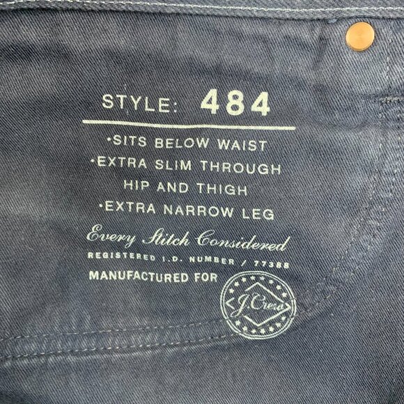J Crew Mens Pants 36 Dark Blue Jeans 484 Slim Tapered Rigid Made In USA 36x28 - Picture 8 of 13